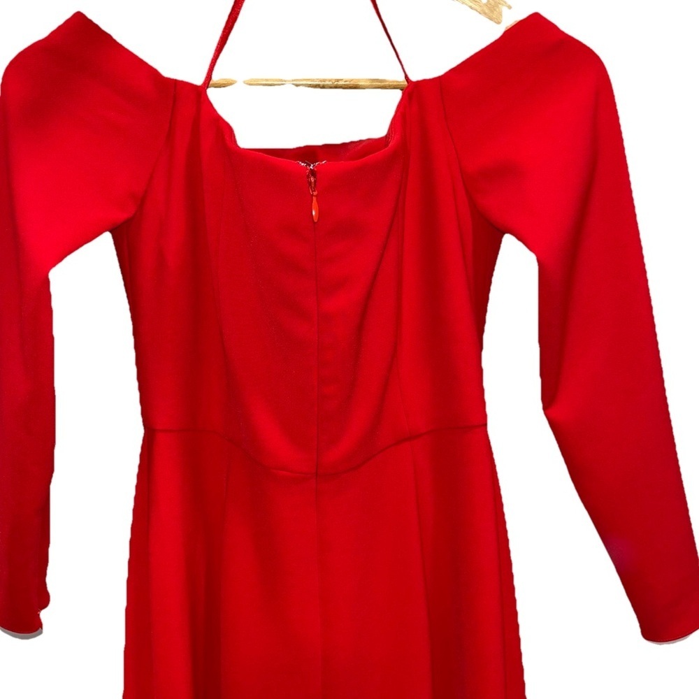 Carolina Herrera Red Off Shoulder Gown Maxi Long Sleeve 0 Formal Wedding NWT - Picture 12 of 16